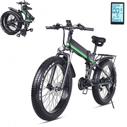 CHXIAN vélo VTT Electrique Homme 1000W, VTT Electrique Pliant avec Batterie au Lithium Amovible et Phares LED Conduite Confortable et Sre Durable et tanche (Color : Green)