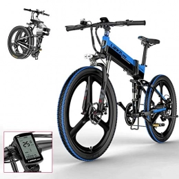 CHXIAN vélo Vélo de Montagne Électrique 26", VTT Pliable Electrique avec Batterie au Lithium Amovible Système Anti-Vol Conception Légère Classe Étanche IP54 (Color : Black-Blue)