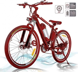 Hesyovy Vélos électriques vélo de Montagne à Batterie au Lithium 36V 250W 8A, vélo électrique de Grande capacité de 25 Pouces avec Batterie au Lithium et Chargeur, Système de Transmission à 21 Vitesses, 22-30 km / h