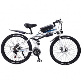 FFF-HAT vélo Vélo de montagne électrique 26 pouces avec batterie amovible au lithium-ion (36V8AH350W), 3 modes de fonctionnement, vélo électrique 21 vitesses / 27 vitesses (roue à rayons / roue intégrée), blanc