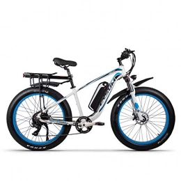 cysum vélo Vélo de Montagne électrique Cysum 48V * 17AH Batterie au Lithium vélo électrique, Alliage d'aluminium Haute résistance 26 Pouces 4.0 Gros Pneu Neige vélo (Noir-Bleu Plus)