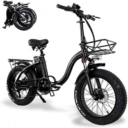 Amantiy vélo Vélo de montagne électrique, Vélos électriques pliants for adultes avec 48V 15AH grande capacité au lithium-ion 20 Fat Tire vélo électrique avec voiture Mini panier en alliage d'aluminium Petit Scoote