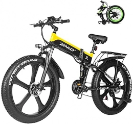 Capacity vélo Vélo de Neige électrique, vélo de Montagne électrique 26 Pouces 1000w 48v 12.8Ah Pliage Gras Pneu de Neige vélo E-vélo pédale d'assistance au Lithium