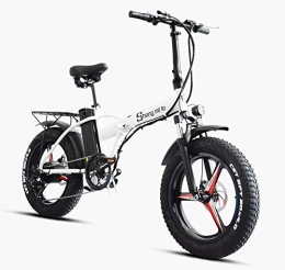 Shengmilo Vélos électriques Vélo de ville électrique SHIMANO 7 vitesses 500 W 48 V 15 Ah 20 pouces pliant électrique intégré Fat Tire vélo de montagne avec batterie au lithium et écran LCD pour hommes et femmes (Blanc)