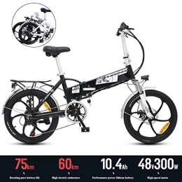 DT vélo Vélo Electrique 20" E-Bike Pliant 48V 300W Batterie Au Lithium Grande Capacité - Ville Léger Vélo avec Moyeu Shimano 7 Vitesses, Convient pour Les Voyages, pour Aller Et Revenir du Travail, Noir