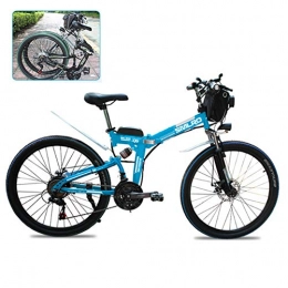 DT Vélos électriques Vélo Électrique 36V Lithium Batterie Velo Pliant VTT 26 Pouces Shimano 21 Vitesse Vélo Intelligent E Bike Vélo De Montagne en Acier À Haute Teneur en Carbone, Bleu