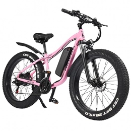 ride66 Vélos électriques Vélo Électrique VTT Montagne E-Bike pour Homme Femme, 26 * 4.0 Pouces Fat Bike 48V 16Ah Batterie de Haute qualité (Rose)