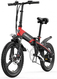 NXMAS vélo Vélo électrique 48V 8 7Ah / 10 4Ah Batterie cachée 20 Pliant Vélo de Montagne électrique pour Adultes Vélo électrique 300W Frein à Disque Moteur E Vélo pour vélo en Plein air Voyage-Rouge_10.4Ah400W