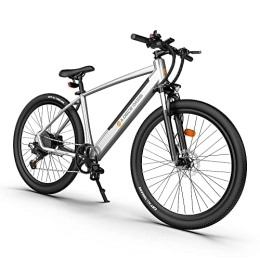A Dece Oasis Vélos électriques Vélo électrique ADO D30C 27, 5" - Conforme à l'UE - 25 km / h - Vélo avec Fourche de Suspension VTT - Batterie 36 V 10, 4 Ah - Moteur 250 W - Shimano 9 Vitesses - Endurance 90 km / h - Argent
