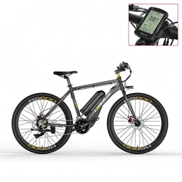 LANKELEISI Vélos électriques Vélo électrique de RS600 700C, batterie de 36V 20Ah, frein à disque des deux, cadre en alliage d'aluminium, endurance jusqu'à 70km, 20-35km / h, vélo de route. (Grey-LCD, Plus 1 batterie de rechange)
