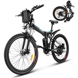 potkcroa Vélos électriques Vélo électrique Pliable 26 Pouces Batterie au Lithium 36V 8Ah, Absorption complète des Chocs, vélo électrique pour Adultes 21 Vitesses (Noir)