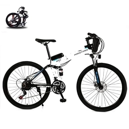 SHANRENSAN Vélos électriques Vélo électrique pliable de 26" - Vélo électrique pliable de 350 W - Batterie amovible de 36 V / 10, 4 Ah - Convient pour différents terrains (roue à rayons blancs).