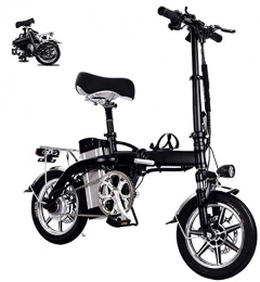 HSART Vélos électriques Vélo électrique pliable pour adultes - Mini vélo électrique 14" avec moteur 350 W, batterie 48 V 10 Ah, vélo de ville professionnel avec support de téléphone portable et frein à disque double (Noir)