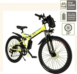 Jackbobo Vélos électriques Vélo électrique pliable, vélos électriques 36V 250W, vélo de montagne à batterie au lithium 8A, vélo électrique de grande capacité de 26 pouces avec batterie au lithium et chargeur (dark yellow)