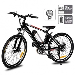 Jackbobo Vélos électriques Vélo électrique pliable, vélos électriques 36V 250W, vélo de montagne à batterie au lithium 8A, vélo électrique de grande capacité de 26 pouces avec batterie au lithium et chargeur (Dépliable_noir)