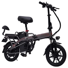 HaroldDol vélo Vélo électrique pliant 14" 250 W Moteur de roue arrière Batterie Li-ion 48 V / 10 Ah 14" pour homme et femme Vélo électrique pliant