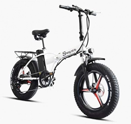 Shengmilo Vélos électriques Vélo électrique pliant 20 pouces gros pneu pliant vélo électrique plage vélo de neige ebike 500 W cyclomoteur électrique vélo de montagne électrique 48V 15Ah batterie au lithium (Blanc(Roue intégrée)