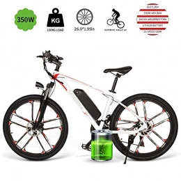 LOO LA vélo Vélo électrique Pliant avec Phare LED, 26 Pouces 25 km / h vélo Ville / Trekking / VTT Batterie au Lithium 350w 48v 8ah 21 Vitesses Frein à Disque Hommes Femmes Adultes, Blanc