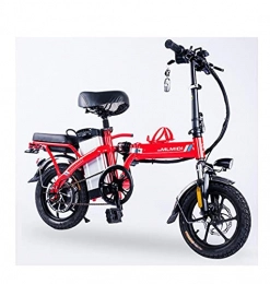 DYM Vélos électriques Vélo électrique Pliant Mini Scooter pour Conduite Humaine Le vélo électrique à Assistance électrique de 14 Pouces Peut Mettre l'écran LCD du Coffre Charge (Color:Red, Size:100km)