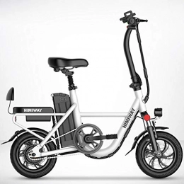 ZBB vélo Vélo électrique pliant - Portable et facile à ranger dans la caravane Moteur sans brosse de 350W Batterie lithium-ion amovible de 48 volts avec afficheur de vitesse LCD pour adulte, Blanc, 100to150KM