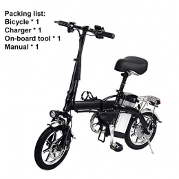 Bestshop vélo Vélo électrique pliant, vélo à batterie au lithium de 14 pouces avec adaptateur standard européen, convient aux adultes pour éviter les embouteillages, augmentation du kilométrage jusqu'à 35 km (noir)