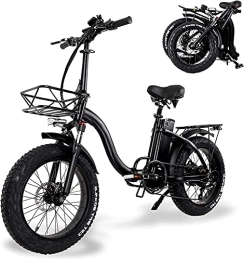 通用 Vélos électriques Vélo électrique Pliant Y20-20 Pouces, Batterie Amovible 48V15Ah, avec Panier Avant, siège arrière, motoneige à pneus Larges 4.0, VTT Adulte