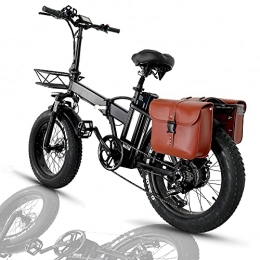 HFRYPShop vélo Vélo électrique pour Hommes, 20 * 4.0 Pouces vélo de Montagne à pneus Larges, Batterie au Lithium Amovible 48V 15AH, Frein à Disque, avec Feu Stop, Ebike Tout-Terrain, + Bag