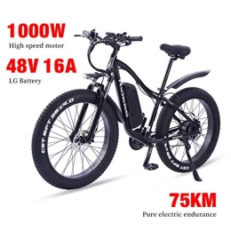 ride66 Vélos électriques Vélo électrique VTT pour Homme et Femme Fat ebike 26 Pouces 1000W 16Ah LG Batterie Autonomie électrique de 70-80 KM (Noir)