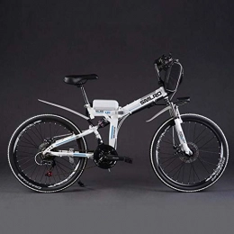 G.Z vélo Vélo électrique, vélo de montagne pliable à batterie au lithium, queue souple et suspension complète Moteur arrière haute vitesse 48V 350W, contrôleur LCD à réglage de puissance à 5 vitesses, Blanc