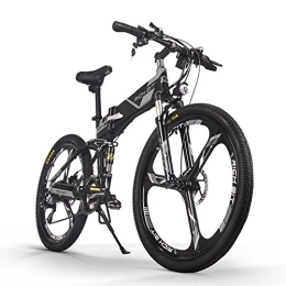 cysum Vélos électriques Vélo électrique vélo de Montagne électrique 36v 12.8ah Batterie au Lithium Shimano 21 Vitesses Pliant 26 ''ebike vélo de Ville (Black Gray)