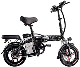 RDJM vélo Vélo électrique, Vélos électriques rapides for adultes Vélos portable pliable amovible lithium 48V 400W Adultes Double Shock Absorber vélos avec 14 pouces pneus de frein à disque et suspension pleine