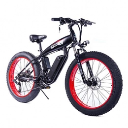 G.Z vélo Vélos Neige électrique, Vélos Aluminium Ski de Fond, amovible 48V 13Ah haute capacité Batterie au lithium, 350W aimant puissant moteur, affichage LCD, vitesse jusqu'à 40 km / H, pneu large VTT, Black red