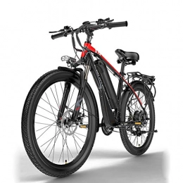 LRXG Vélos électriques Vélos Vélo De Montagne électrique E Vélo Pour Adulte 26 `` Vélo électrique 400W Moteur Haute Vitesse 48V 10.4AH Cadre En Alliage D'aluminium Double Frein à Disque, Batterie Au Lithium Amo(Color:rouge)