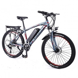 LRXG vélo Vélos Vélo électrique De 26 "pour Hommes, Peut Déplacer Une Batterie Au Lithium Vélo électrique VTT, Frein à Double Disque En Alliage D'aluminium E Vélos Vélos Tout Terrain, (Color:Rouge gris, Size:8AH)