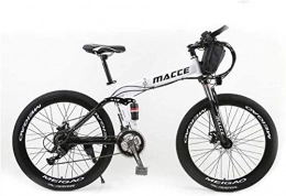 LRXG vélo Vélos Vélos De Montagne Semi-rigides, VTT électriques Pliables, Vélos Hybrides Vélo électrique Pour Adultes Avec Batterie Lithium-ion Amovible De Grande Capacité (36V), Eng(Color:blanc, Size:12Ah 50Km)
