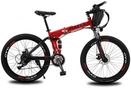 LRXG Vélos électriques Vélos Vélos De Montagne Semi-rigides, VTT électriques Pliables, Vélos Hybrides Vélo électrique Pour Adultes Avec Batterie Lithium-ion Amovible De Grande Capacité (36V), Eng(Color:rouge, Size:12Ah 50Km)