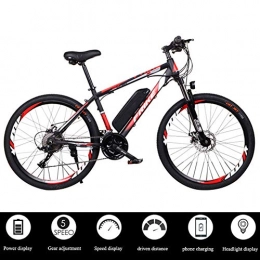 DT vélo Vélos Électriques pour Adultes 21 Vitesses, 250W, 8AH, Batterie Lithium-ION 36V, 26" Vélo Électrique VTT Vélo Amovible Double Freins À Disque Unisexe, Black Red