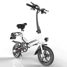 ZXQZ vélo Vélos Électriques, Vélo Électrique Pliable 12'' pour Adultes et Adolescents, Vélos Électriques À Moteur avec Accélérateur et Assistance À La Pédale Amovibles 36V 7.5Ah Lithium-Ion ( Color : White )
