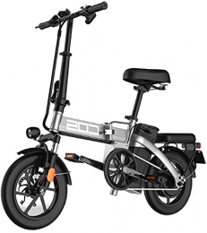 Fangfang vélo Vélos électriques, Pliant ebike, 350W Aluminium vélo électrique avec pédale pour, 14" vélo électrique 48V / 18.8AH Lithium-ION, Bicyclette (Color : Silver, Size : Range:60km)