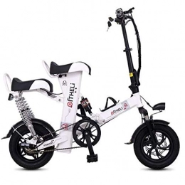 ZBB vélo Vélos électriques pliants portables légers avec pédales en acier à haute teneur en carbone pour batterie Lon au lithium 48V adulte Cyclomoteur électrique 400W Charge maximale 250 kg, Blanc, 60to70KM