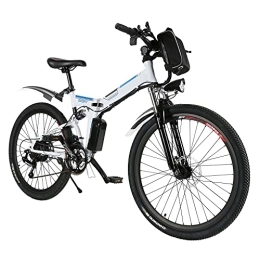 Speedrid Vélos électriques Vélos électriques Speedrid, VTT électriques pour Adultes, vélo électrique Pliant de Banlieue avec Batterie au Lithium 36V 8Ah et Roue intégrée élégante (36V / 8Ah 26'' Blanc)