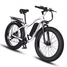 ride66 Vélos électriques Vélos électriques VTT pour Homme et Femme, Fat Bike Electrique 26 Pouces 48V 1000W 16Ah Montagne Ebike (Blanc)