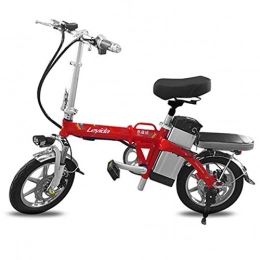 Hxl vélo Vélos électriques Vélo Électrique Portable 14 '' Smart Folding Aluminium avec moteur lithium-ion de 48v E-bike 400w puissant moteur maximum Vélos à double amortisseur avec frein à disque, Rouge, 50KM