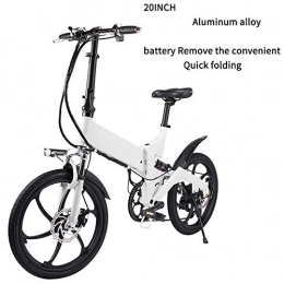 WANZIJING Vélos électriques WANZIJING Sports20 Pouces Fat Tire Vélos électriques pour Adultes, Amovible au Lithium Batterie étanche Facile de Stockage Pliant Bycicles, Blanc