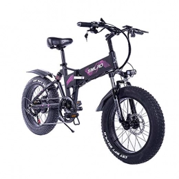 WFIZNB vélo WFIZNB Pliant e-Bike Fat Tire vélo électrique E Vélo VTT de vélo électrique Puissant avec Amovible 48V 8Ah Lithium-Iion Batterie vélos Hors Route, Violet