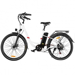 Winice vélo Winice 26" e-Bike, City Commuter Adulte, e-Bike Homme / Femme, Batterie Amovible 36V 8Ah Lithium-ION, Shimano 7 Vitesses, portée de 50 km, 3 Modes de Vitesse Mixtes, Vitesse maximale de 25 km / h (Blanc)
