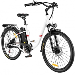 Winice vélo WINICE Vélo Electrique 26 Pouces Vélo électrique pour Adultes, 250W E-Bike Vélo de Ville Vélo Électrique avec Batterie Lithium-ION 8Ah Amovible, Shimano 7 Vitesses (Blanc)