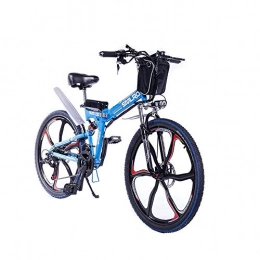 WQY Vélos électriques WQY 26 Pouces Pliant Vélo De Montagne Électrique 48 V Batterie Au Lithium Amortisseur Complet Roue Intégrée Vélos 21 Vitesses Ebikes pour Adultes, Bleu