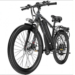 WXX Vélos électriques WXX VTT Électrique avec Siège Arrière, 26"Imperméable Vélo Électrique 21 Vitesses, avec 400W Amovible 48V 13Ah Lithium-ION Batterie Vélo Ebike, Black Gray, 48V 10.4AH