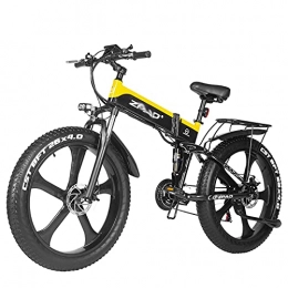 WZW vélo WZW MX3 1000W Pliant Vélo Électrique pour Adultes 48V17Ah 4.0 Gros Pneu Montagne Vélo électrique Trousse avec USB 21 La Vitesse Engrenages Hommes Femmes Électrique Bicyclette (Couleur : Jaune)